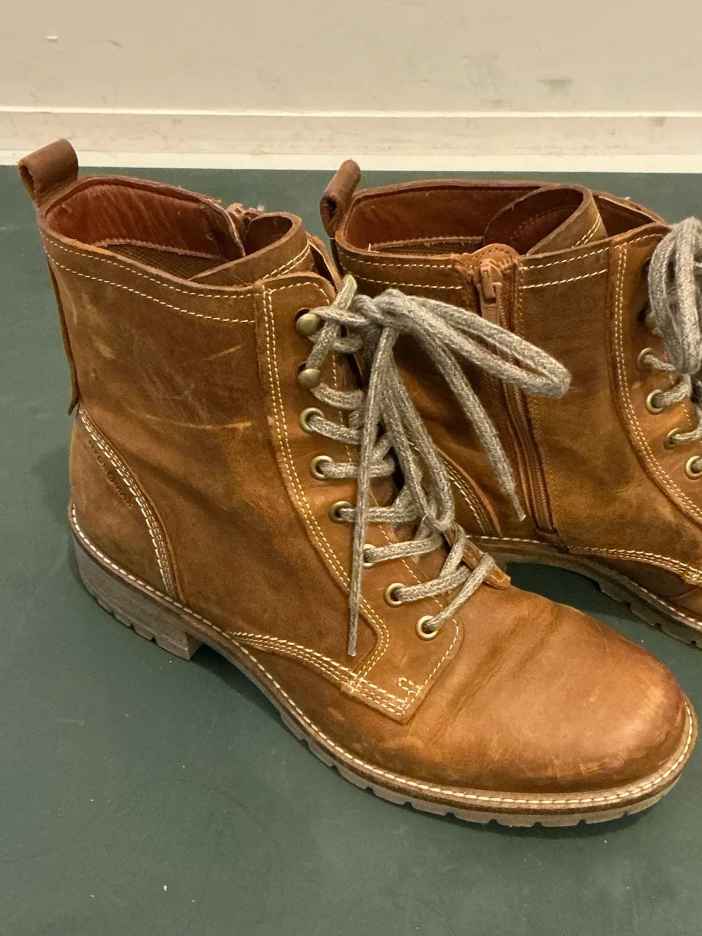 Ecco Men's Tan Brown Leather Lace-Up Ankle Boots